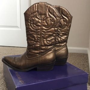 Bronze cowboy boots